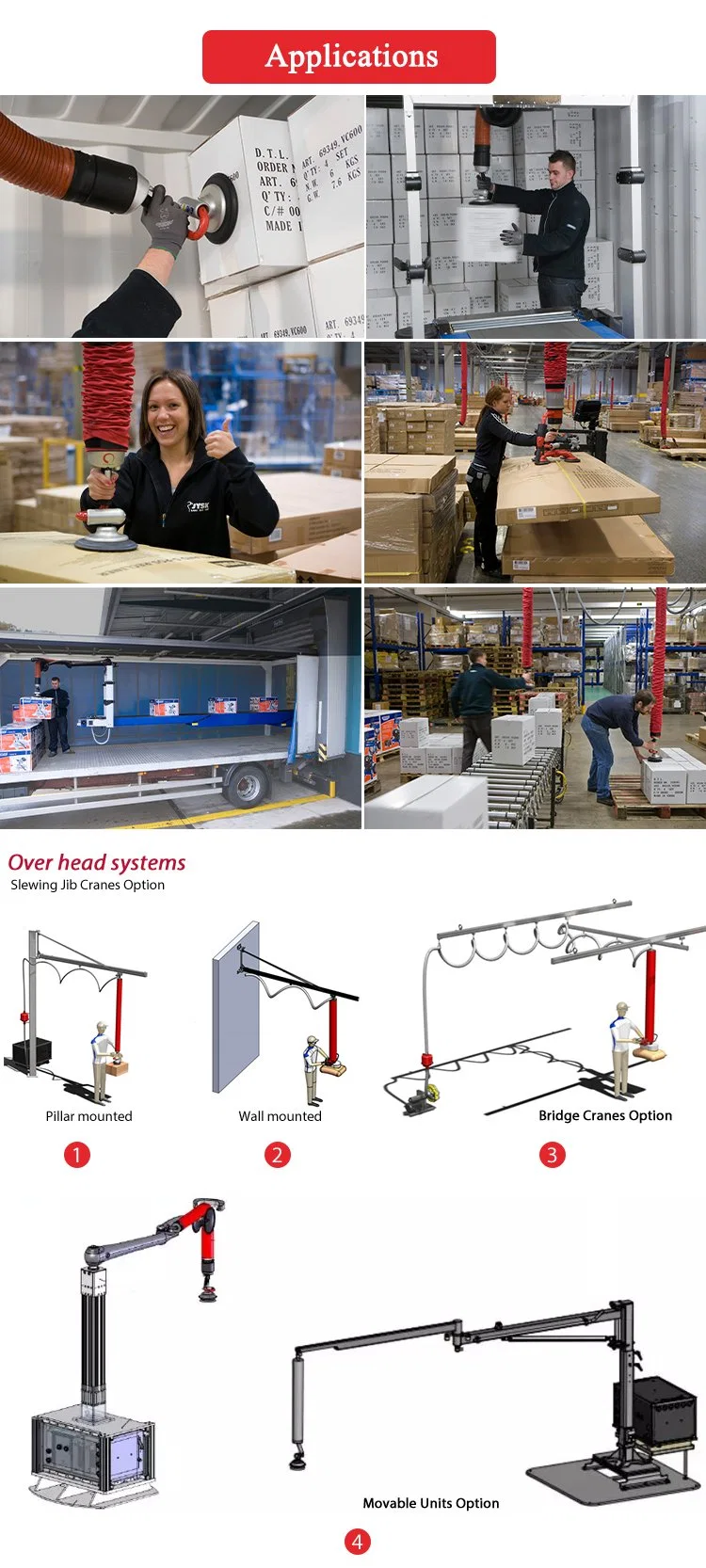 Bộ nâng ống chân không tùy chỉnh 100mm-250mm Tube Dia For Crane 3800mm-4150mm 2