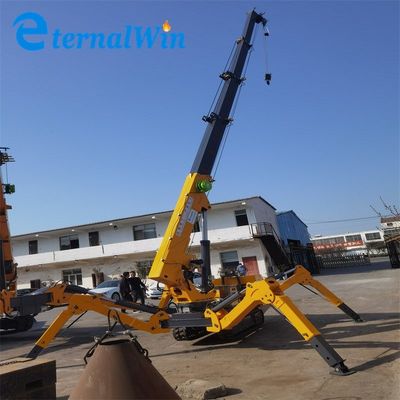 Cần cẩu nhện bánh xích màu vàng 1.2 tấn Cần cẩu nhện điện và diesel